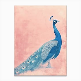 Peacock In The Wild Cyanotype Inspired 1 Canvas Print