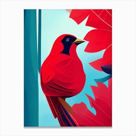Northern Cardinal Pop Matisse Bird Canvas Print
