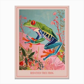 Floral Animal Painting Red Eyed Tree Frog 4 Poster Canvas Print