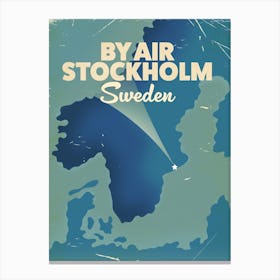 By Air Stockholm Sweden travel poster Canvas Print