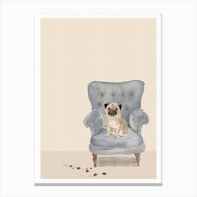 Cute Muddy Pug On Chair Canvas Print