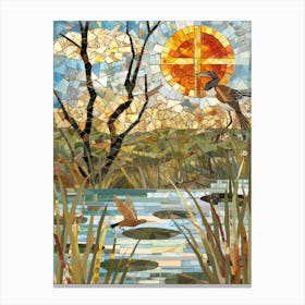 Mosaic Bird Painting Canvas Print