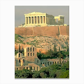 Acropolis And Parthenon, Athens Canvas Print