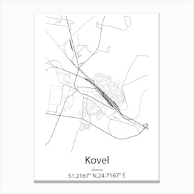 Kovel,Ukraine Minimalist Map Canvas Print