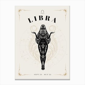 Libra Zodiac Celestial Woman Canvas Print