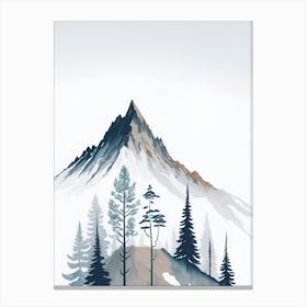 Mountain And Forest In Minimalist Watercolor Vertical Composition 345 Canvas Print