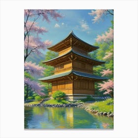 Kyoto Pagoda Cherry Blossoms Mount Fuji Japan Canvas Print