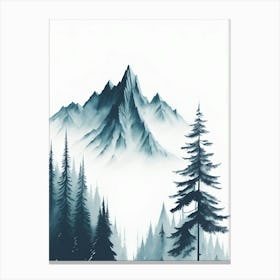 Mountain And Forest In Minimalist Watercolor Vertical Composition 112 Canvas Print