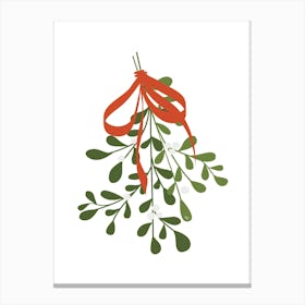 Green Xmas Mistletoe Canvas Print