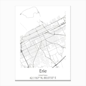 Erie,United States Minimalist Map Canvas Print