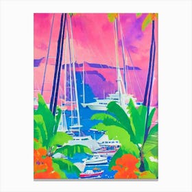 Port Of Kingstown Saint Vincent And The Grenadines Retro Risograph Print 1 harbour Canvas Print