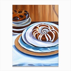 Cinnamon Roll Bakery Product Acrylic Painting Tablescape 2 Canvas Print