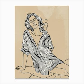 Woman Laying On Bed Canvas Print