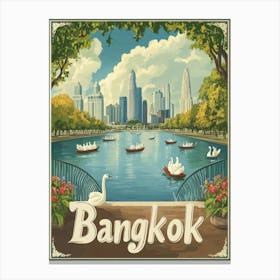 Aihrgdesign A Mid Century Modern Travel Poster For Bangkok 4 Canvas Print