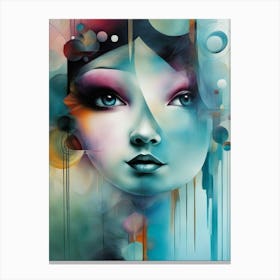 Rostro Tabajado Con Acuarela Canvas Print