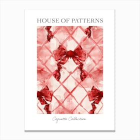 Dark Red Bows 3 Pattern Poster Canvas Print