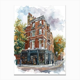 Islington London Borough   Street Watercolour 1 Canvas Print