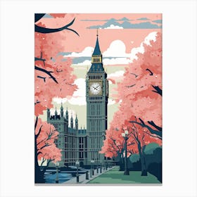Big Ben, London   Cute Botanical Illustration Travel 10 Canvas Print