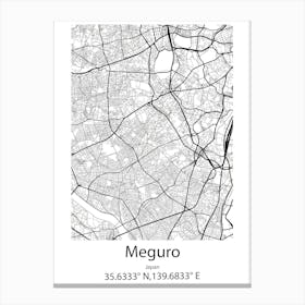 Meguro,Japan Minimalist Map Toile