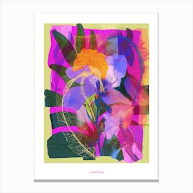 Lisianthus 4 Neon Flower Collage Poster Canvas Print