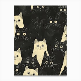 Perfectly Repeatable Artwork With Cute Cat Faces 61 Canvas Print