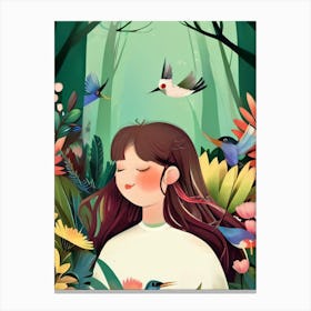 Luxmango Girl Closed Eyes In Forest Canvas Print