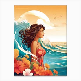 Girl At The Beach Canvas Print