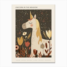 Unicorn In The Meadow Mocha Pastel 1 Poster Canvas Print