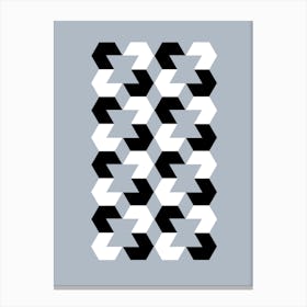 Hexagon Op Art Grey Canvas Print