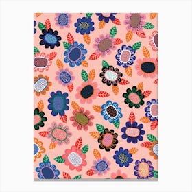 Happy Pink Flowers Canvas Print