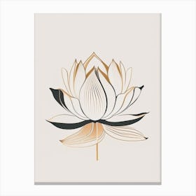 Lotus Flower In Garden Retro Minimal 3 Canvas Print