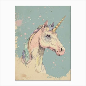 Pastel Unicorn Storybook Style Illustration 1 Canvas Print