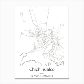 Chichihualco,Mexico Minimalist Map Canvas Print