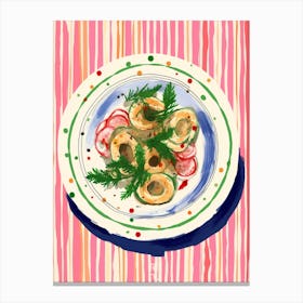 A Plate Of Calamari, Top View Food Illustration 1 Canvas Print
