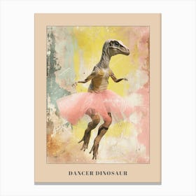 Dinosaur Dancing In A Tutu Pastels 2 Poster Canvas Print