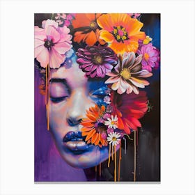 Flowers On A Woman'S Face Canvas Print