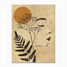 Portrait Of A Woman With Ferns Canvas Print