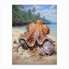 Coconut Octopus Illustration 1 Canvas Print