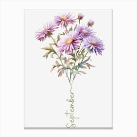 September Birth Flower Birth Month Botanical 1 Canvas Print