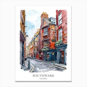 Southwark London Borough   Street Watercolour 2 Poster Canvas Print