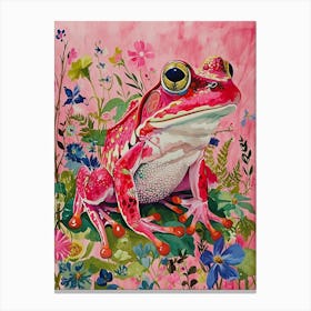 Floral Animal Painting Frog 3 Canvas Print