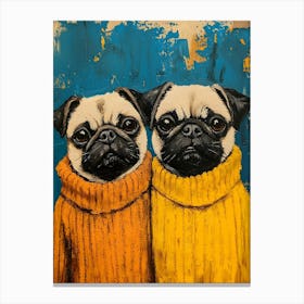 Pugs In Sweaters 2 Canvas Print