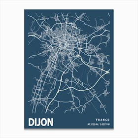 Dijon Blueprint City Map 1 Canvas Print