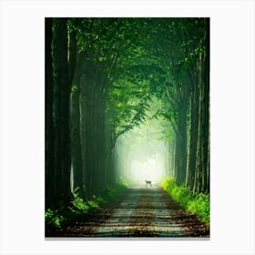 A Dreamlike Landscape Where A Single Tree A Lone Sentinel Amidst The Quiet Foliage Stands Tall Way (2) Canvas Print