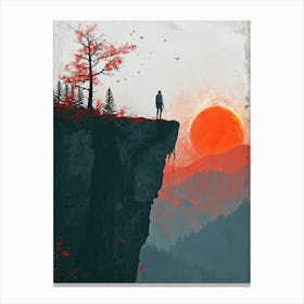 Sunset On The Cliff, Minimalism Canvas Print