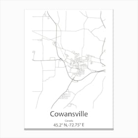 Cowansville,Canada Minimalist Map Canvas Print