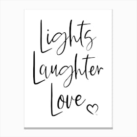 Lights Laughter Love Xmas typography 1 Canvas Print