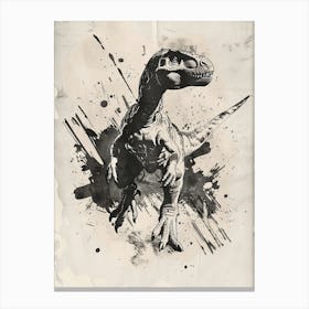 Black Dinosaur Paint Splash Detailed Illustration Canvas Print
