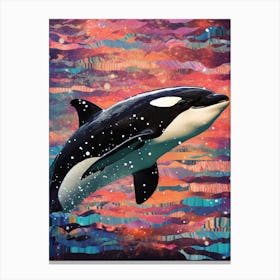 Orca Whale Space Collage 2 Canvas Print