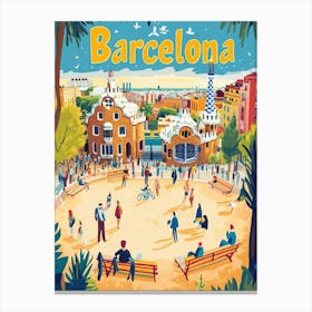 Aihrgdesign A 1970s Inspired Travel Poster For Barcelona Canvas Print